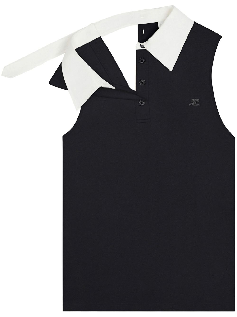 Courrèges logo贴花polo领上衣 - 黑色