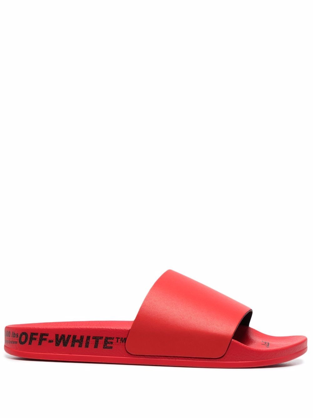 Off-White Industrial logo拖鞋 - 红色