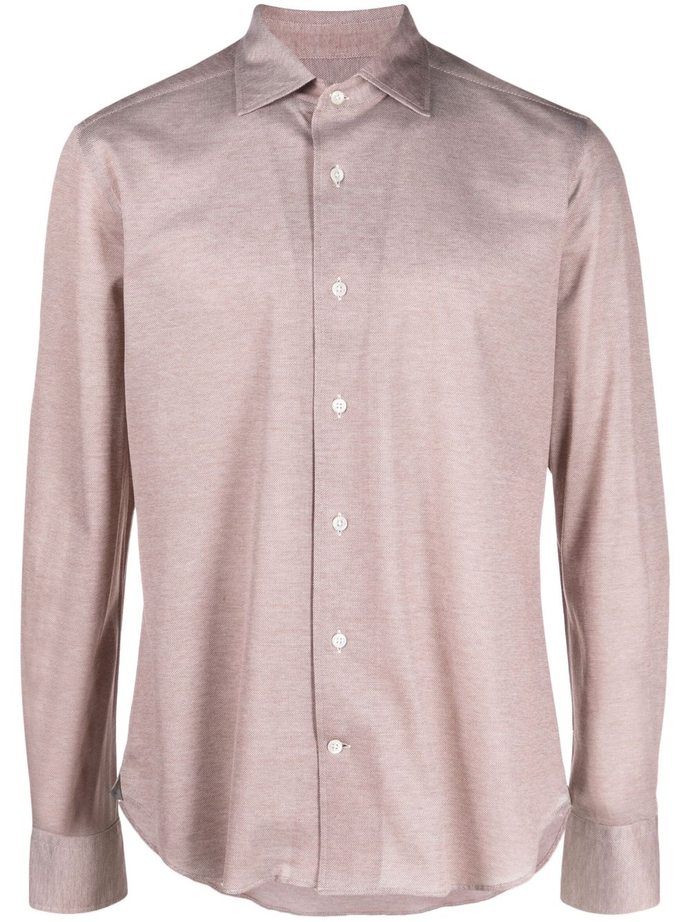 Corneliani 宽领棉衬衫 - 褐色