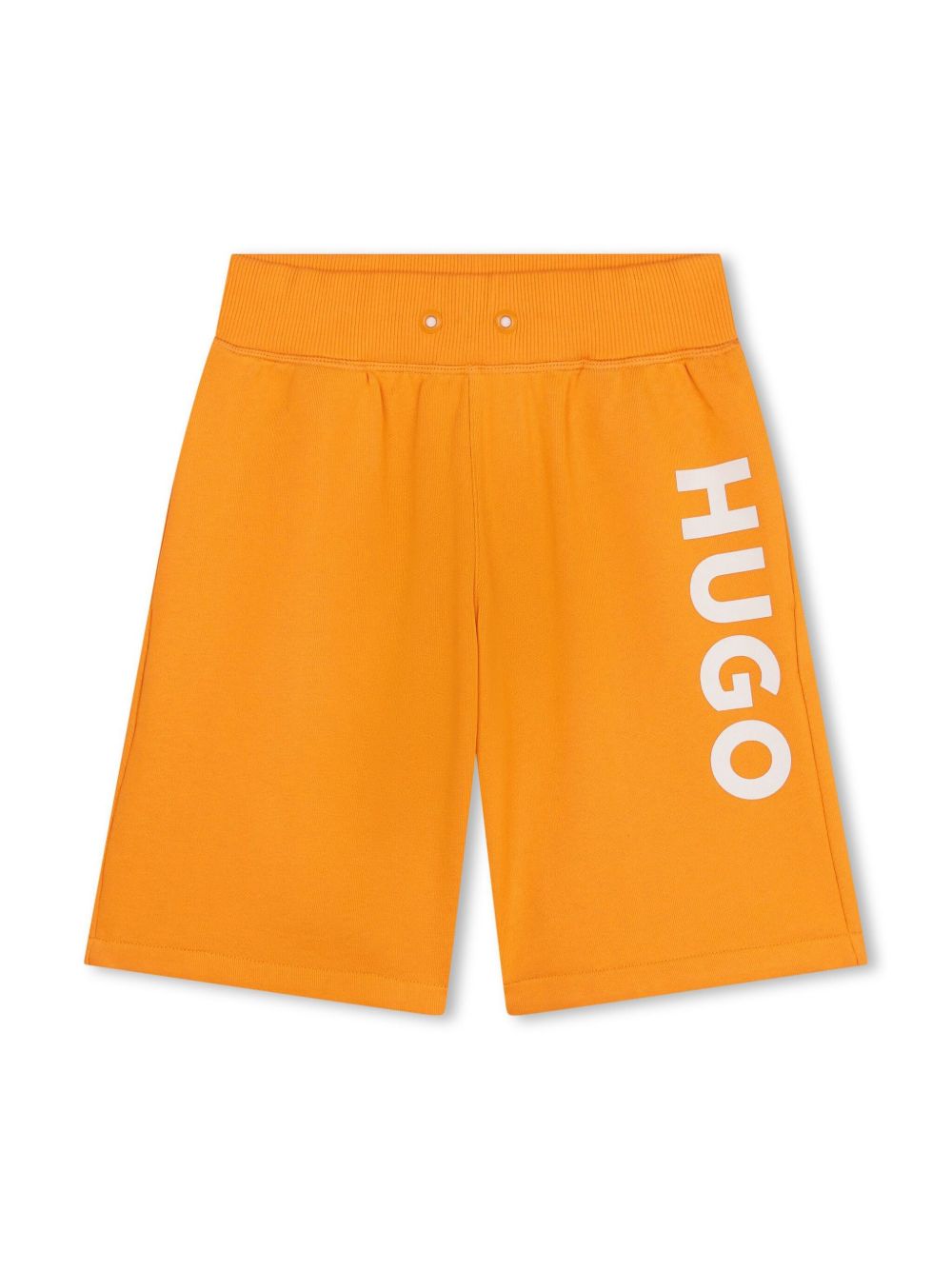 HUGO KIDS logo印花松紧裤腰短裤 - 橘色