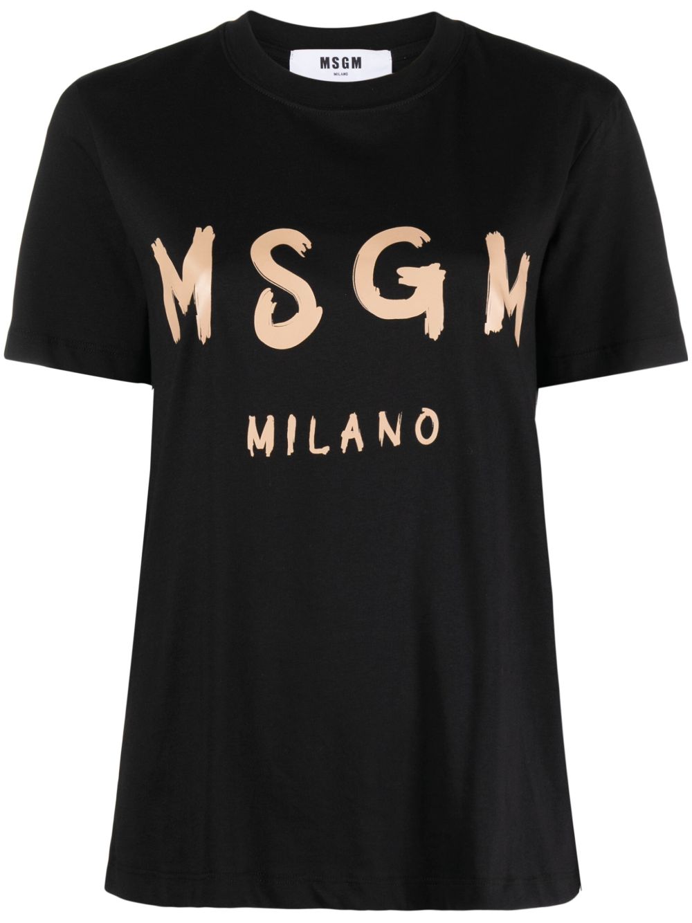 MSGM logo印花圆领棉T恤 - 黑色