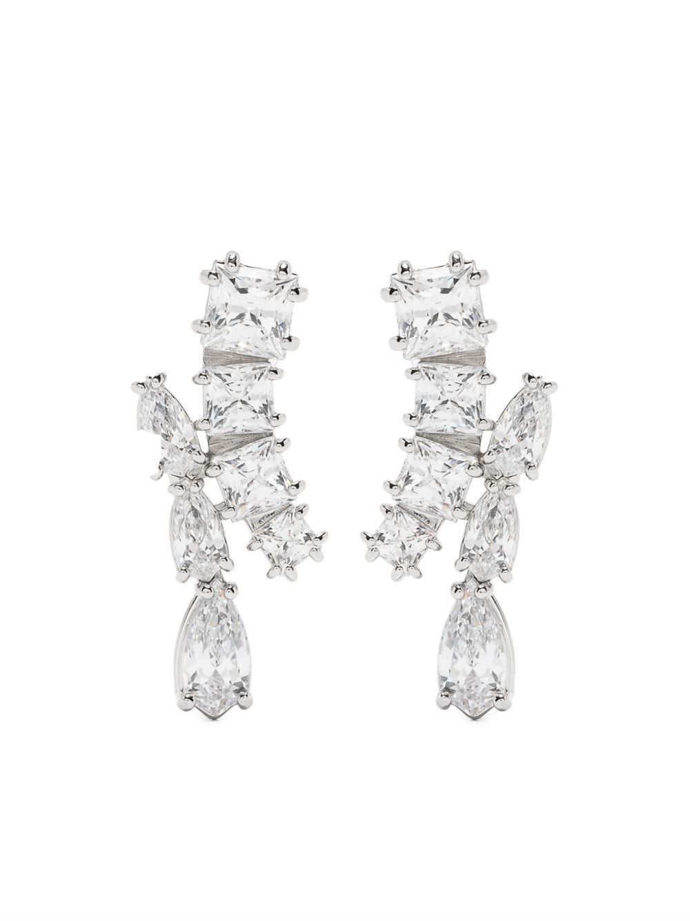 Swarovski Matrix 吊饰耳环 - 银色