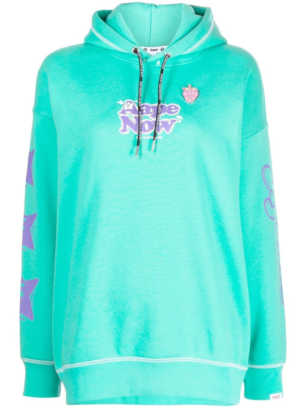 AAPE BY *A BATHING APE® logo印花细节连帽衫 - 绿色
