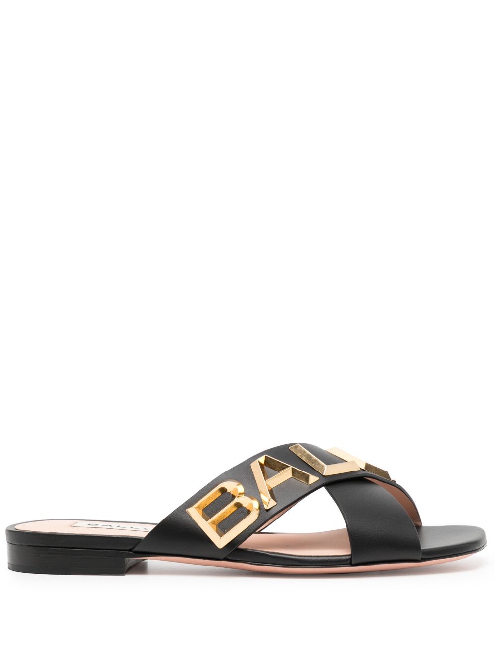 Bally logo标牌交叉带凉鞋 - 黑色