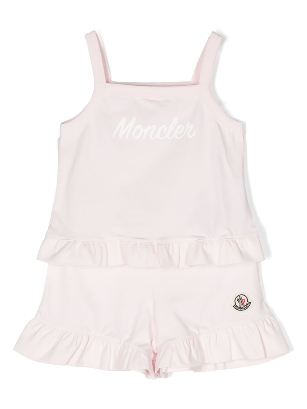 Moncler Enfant 贴花logo短裤套装 - 粉色