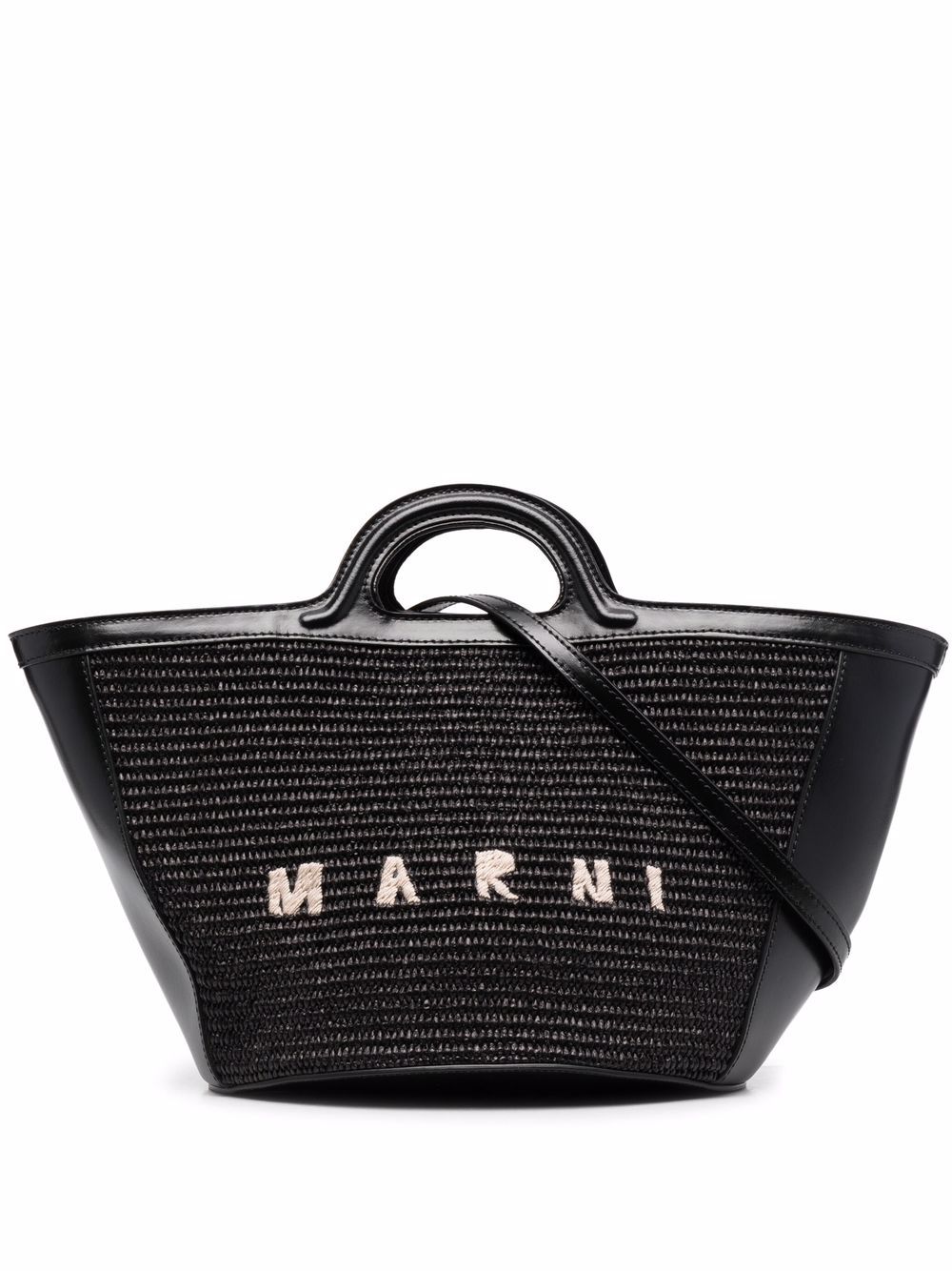 Marni Tropicalia logo刺绣手提包 - 黑色