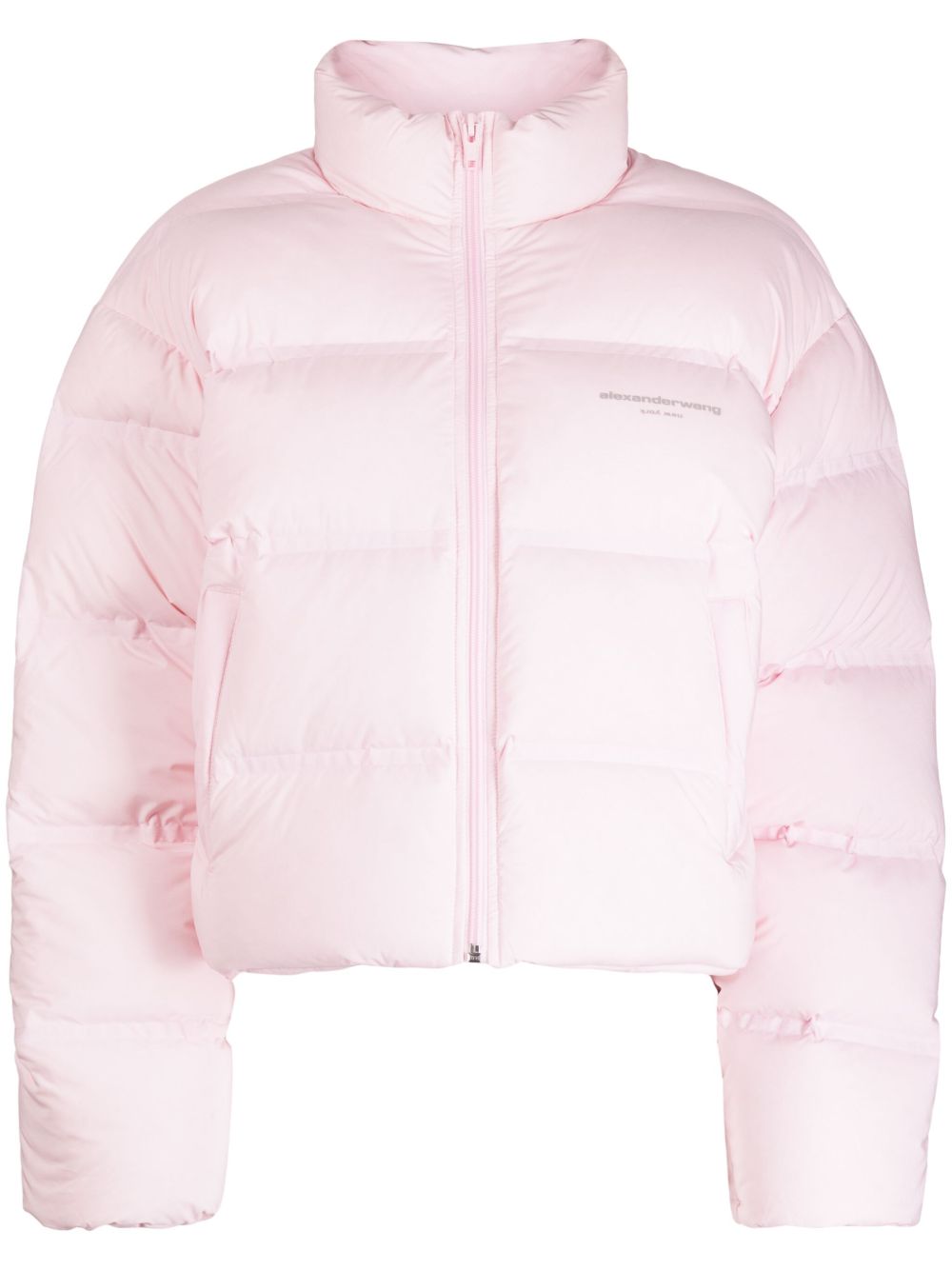 Alexander Wang logo印花蓬松短款夹克 - 粉色