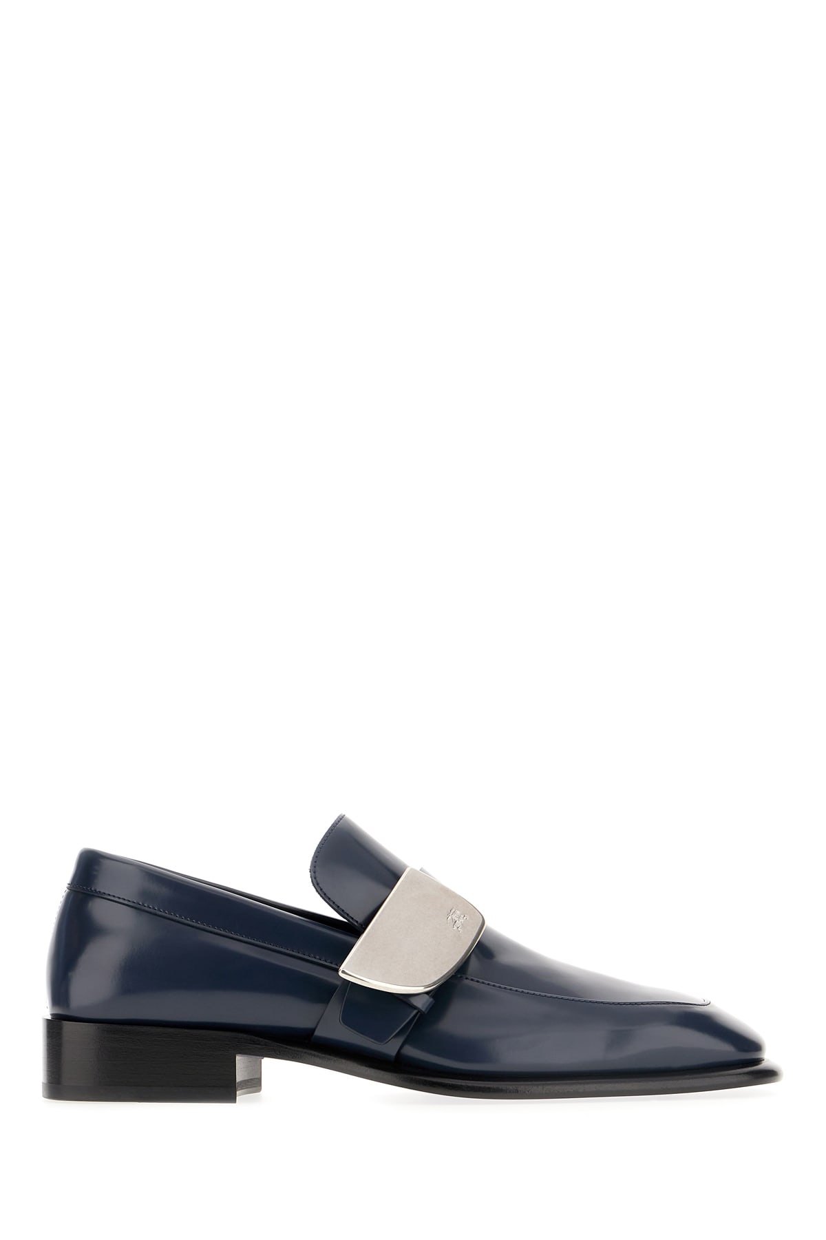 Burberry Blue Leather Shield Loafers