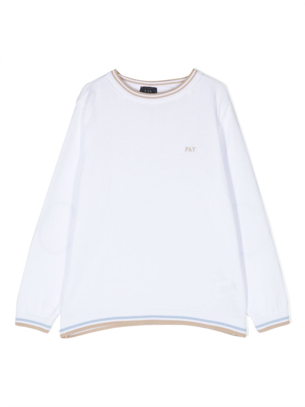 Fay Kids logo刺绣针织毛衣 - 白色