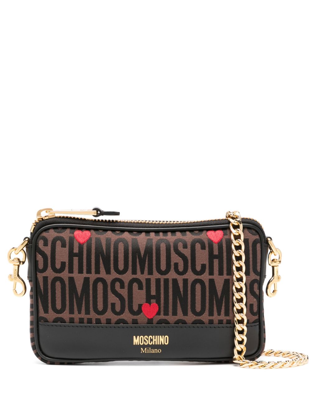 Moschino logo提花托特包 - 褐色