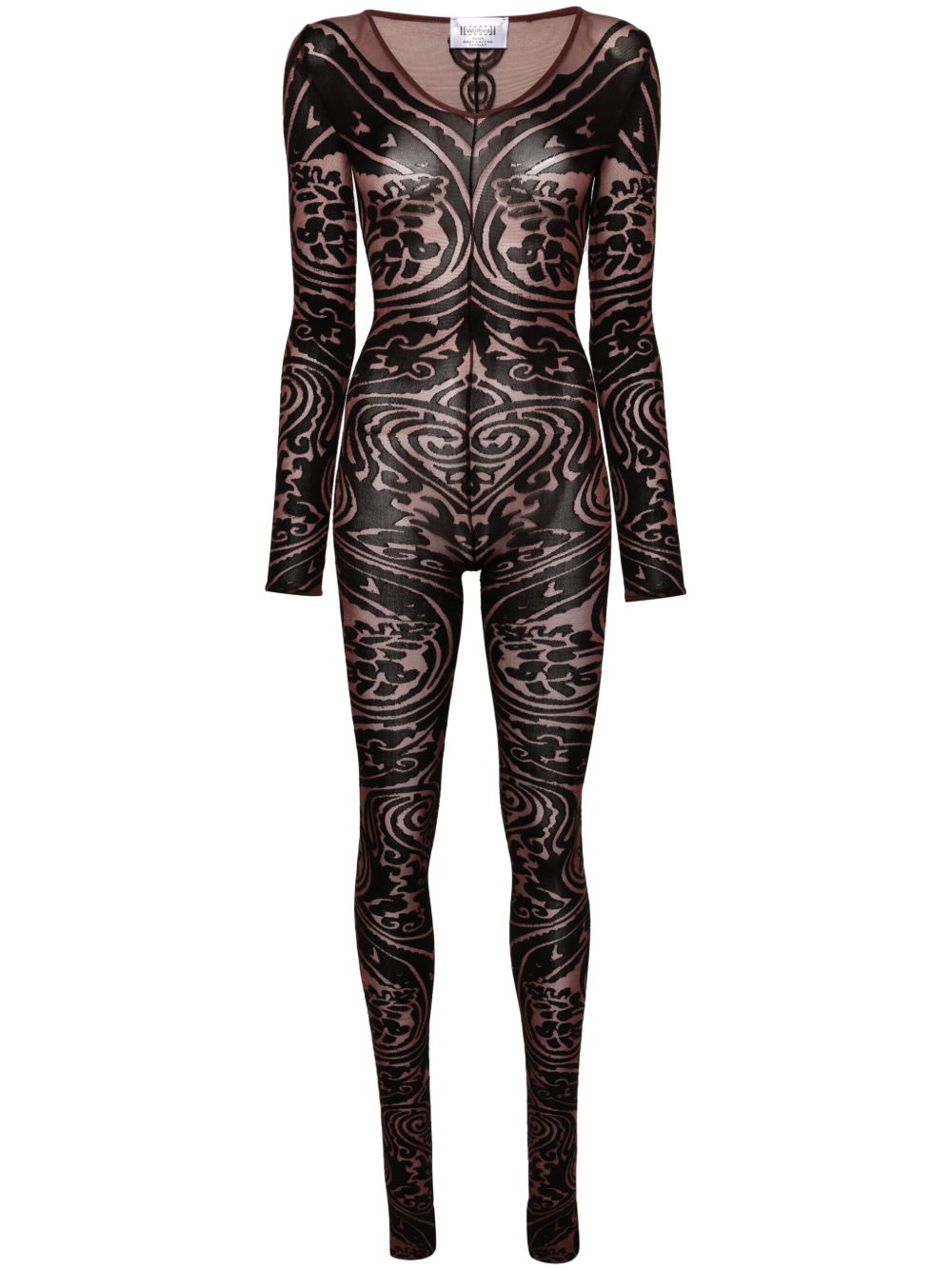 Wolford x ETRO Body Tattoo V领紧身连衣裤 - 褐色