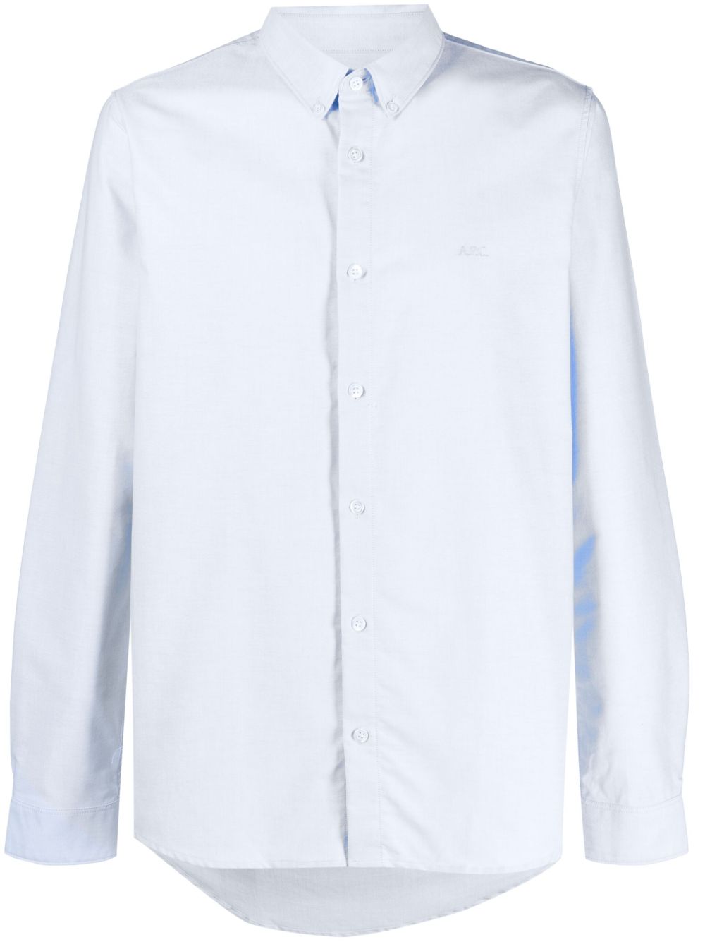 A.P.C. logo刺绣排扣衬衫 - 蓝色
