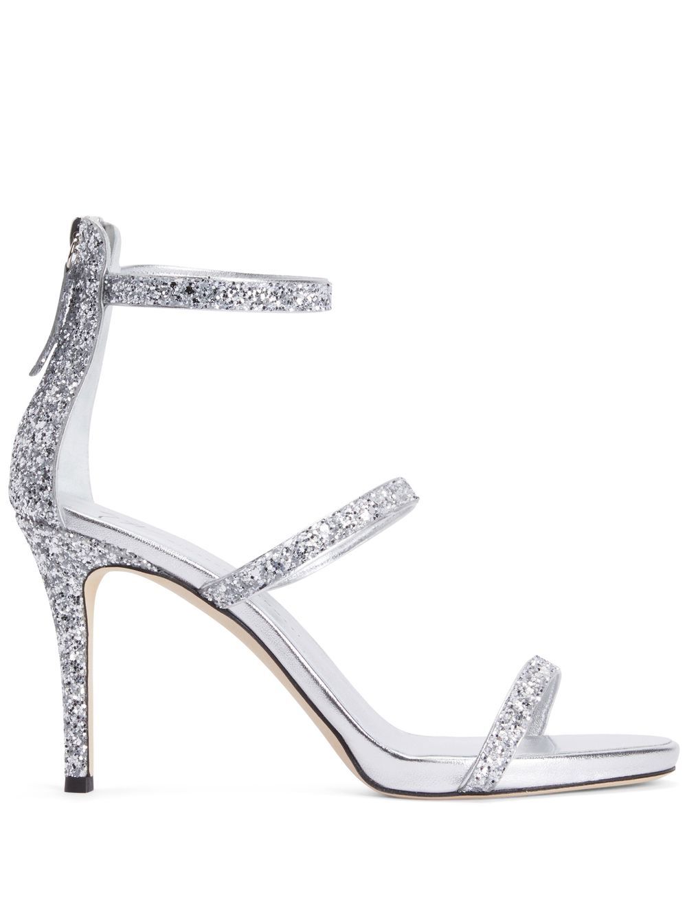 Giuseppe Zanotti Harmony 亮片金葱凉鞋 - 银色