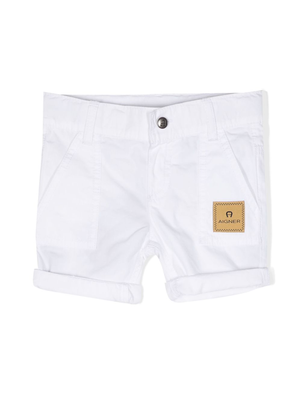 Aigner Kids 标贴棉短裤 - 白色
