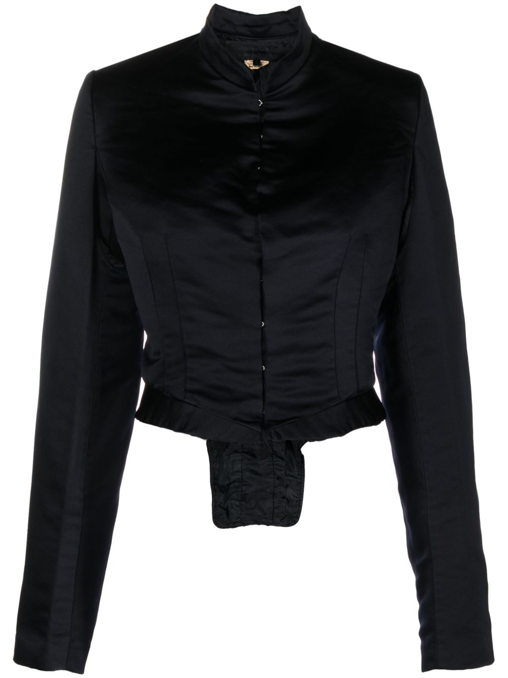 Comme Des Garçons Comme Des Garçons 短款紧身胸衣式缎面夹克 - 蓝色