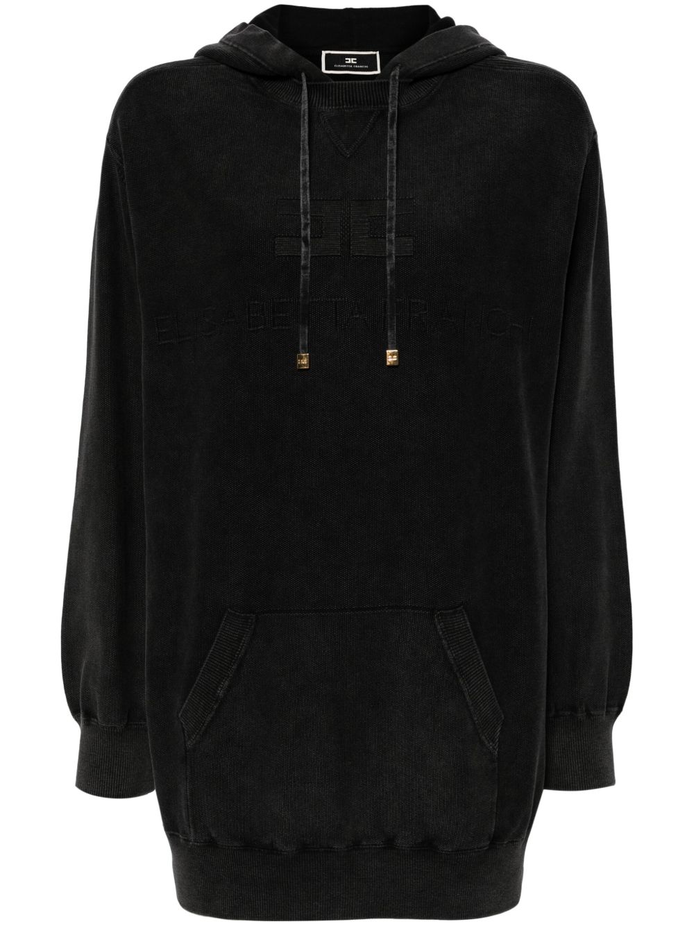 Elisabetta Franchi logo刺绣连帽卫衣式连衣裙 - 灰色