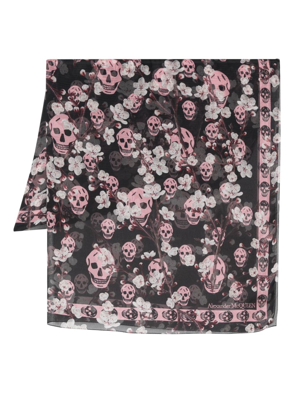 Alexander McQueen 骷髅头印花围巾 - 黑色