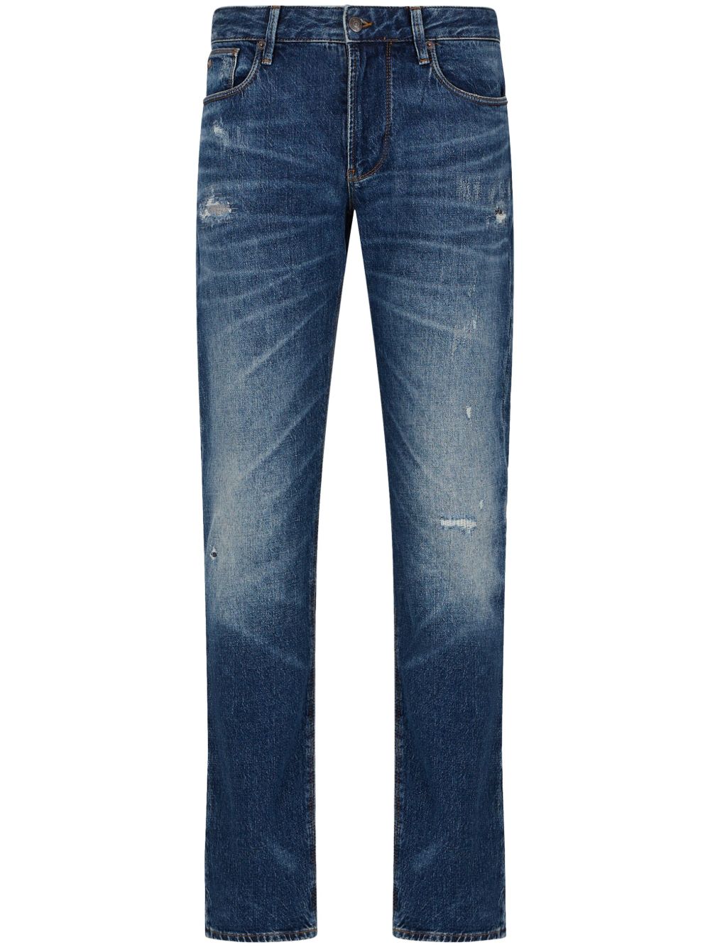Emporio Armani J06 仿旧修身牛仔裤 - 蓝色