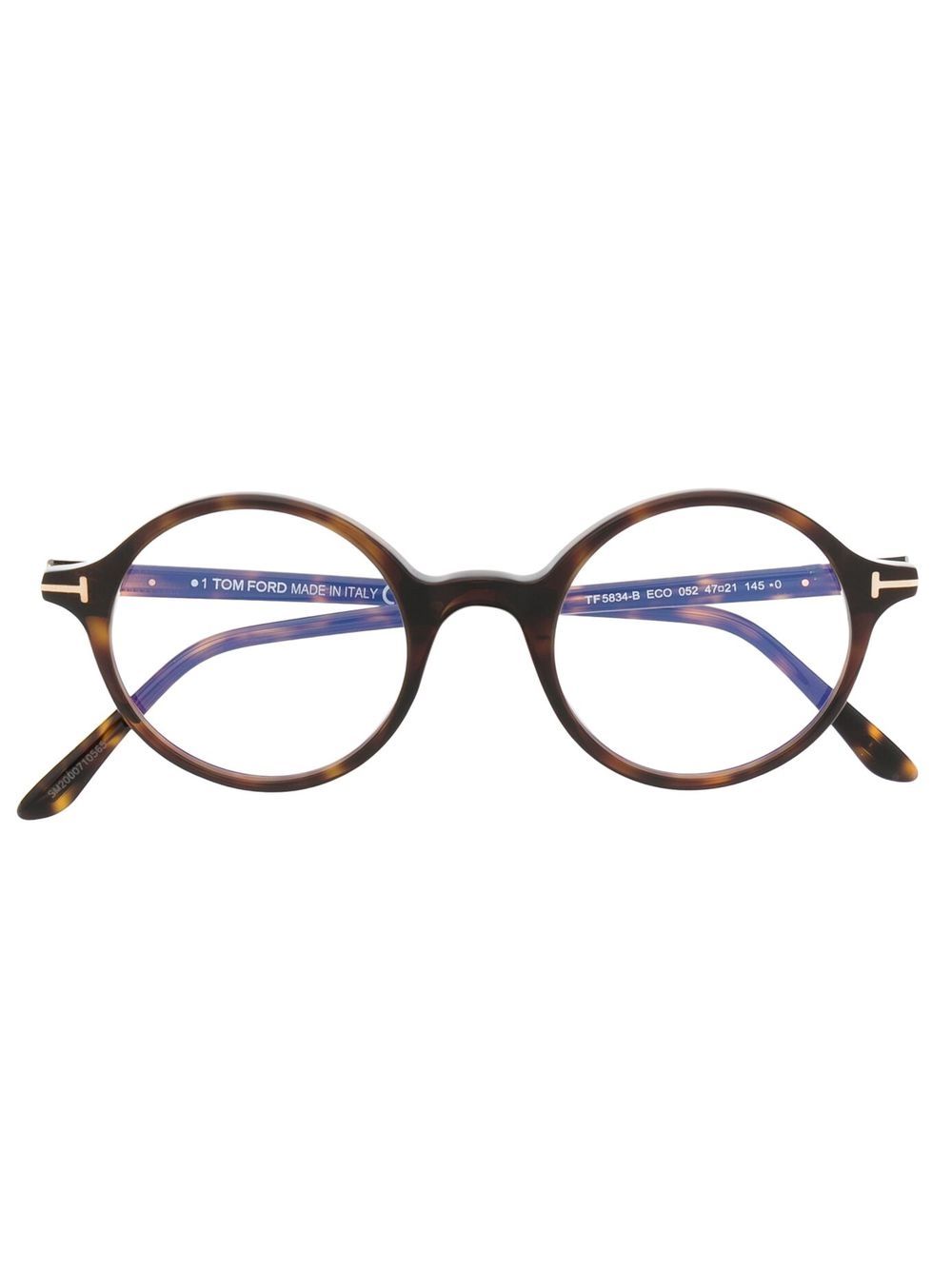 TOM FORD Eyewear 汤姆福特眼镜系列 玳瑁纹效果圆框眼镜 - 褐色