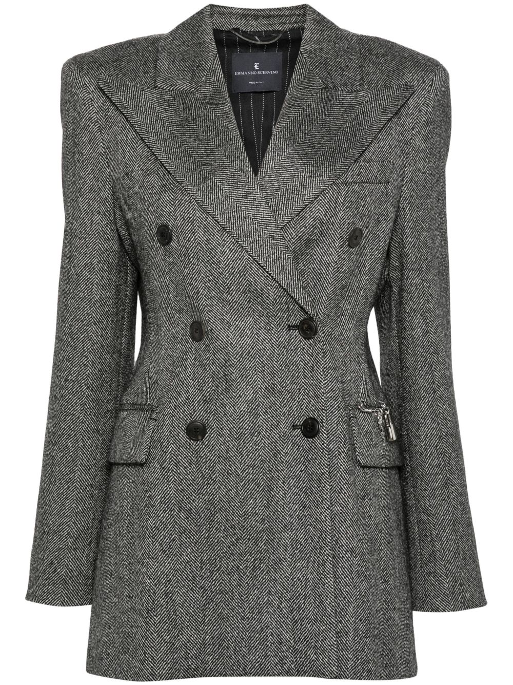 Ermanno Scervino 人字斜纹针织西装夹克 - 黑色