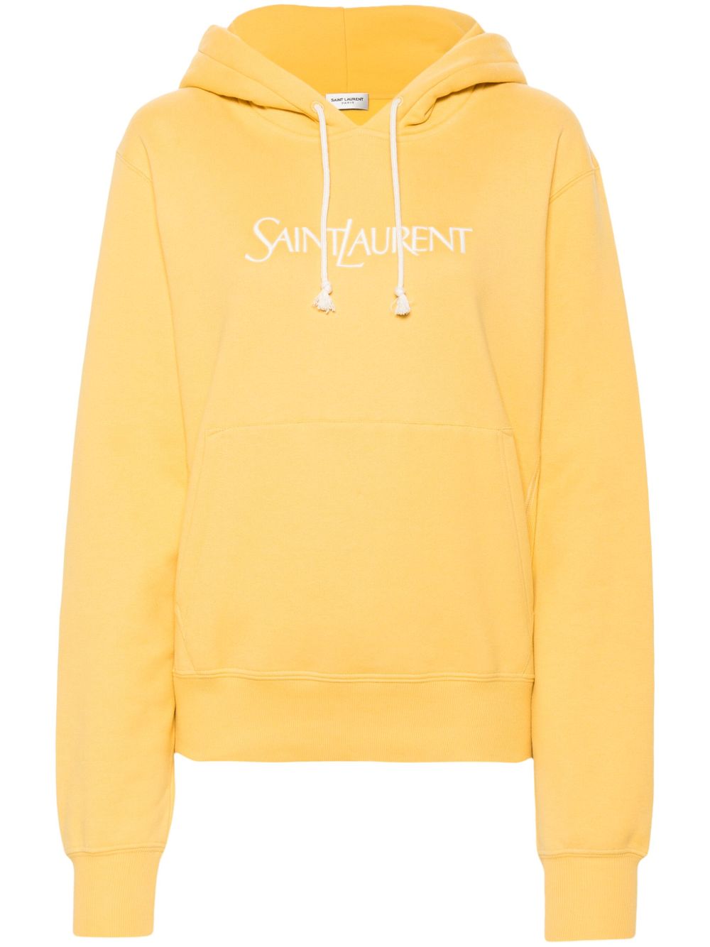 Saint Laurent logo印花棉连帽衫 - 黄色