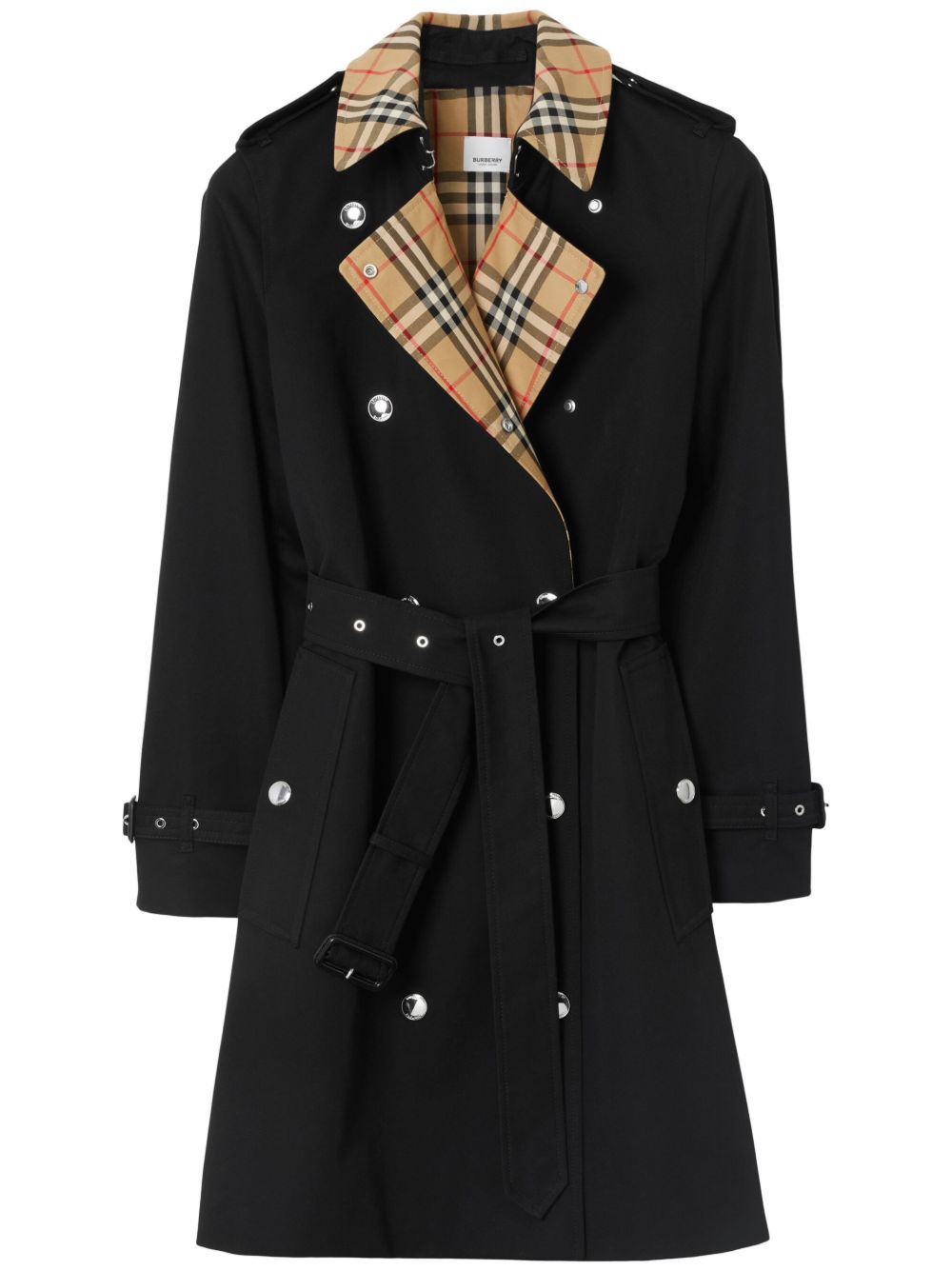 Burberry Vintage Check 边饰风衣 - 黑色