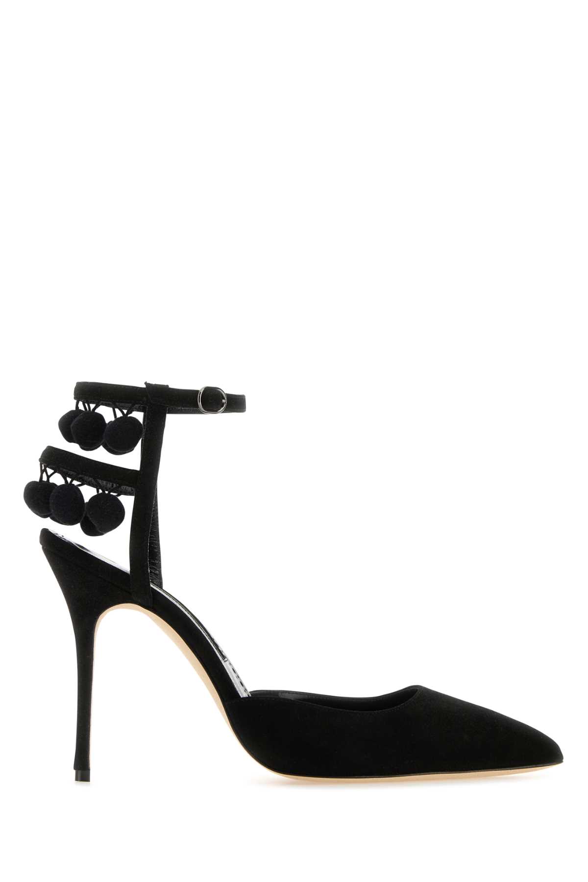 Manolo Blahnik 黑色麂皮 Tumusami 高跟鞋