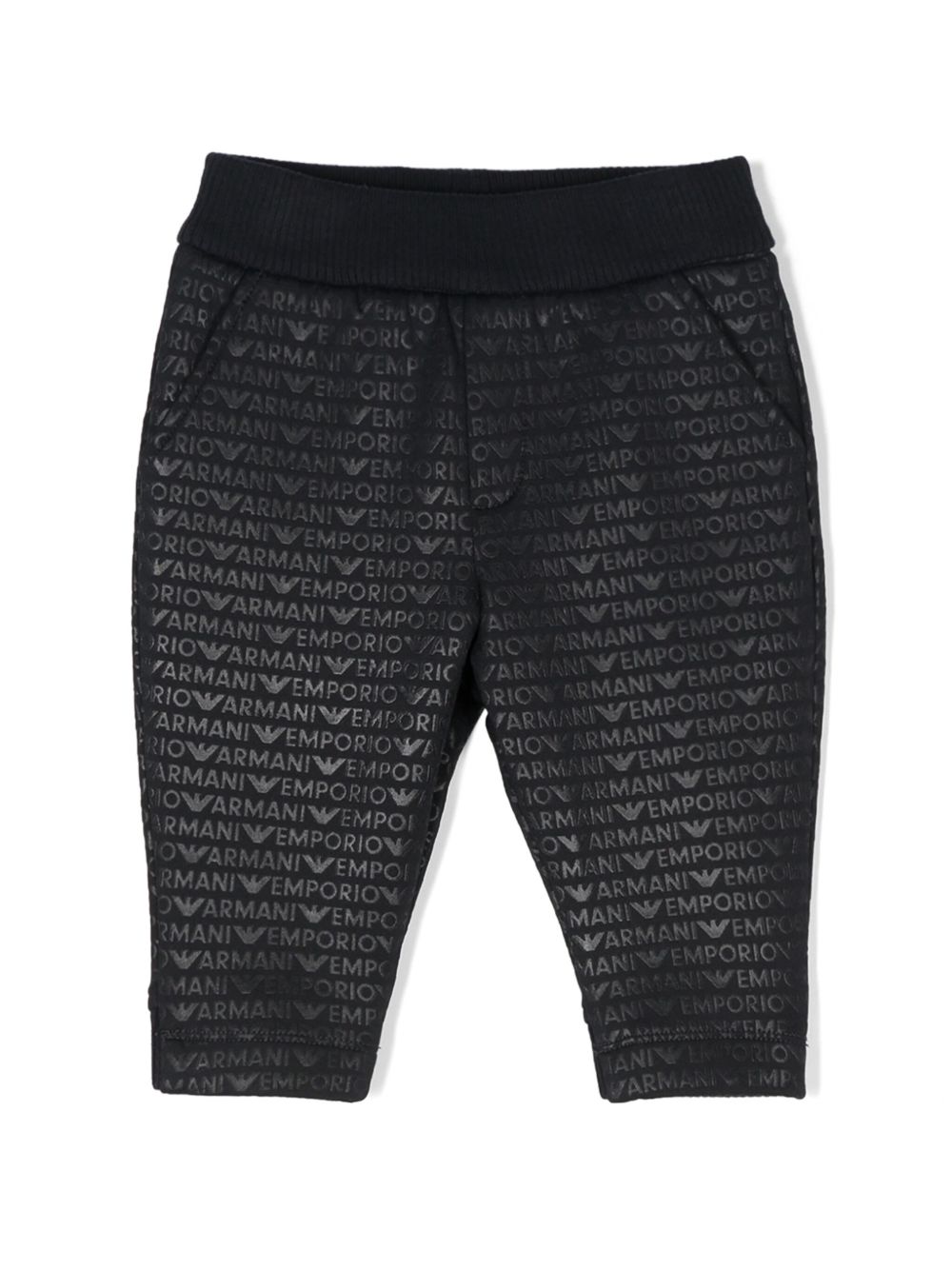 Emporio Armani Kids logo印花长裤 - 蓝色