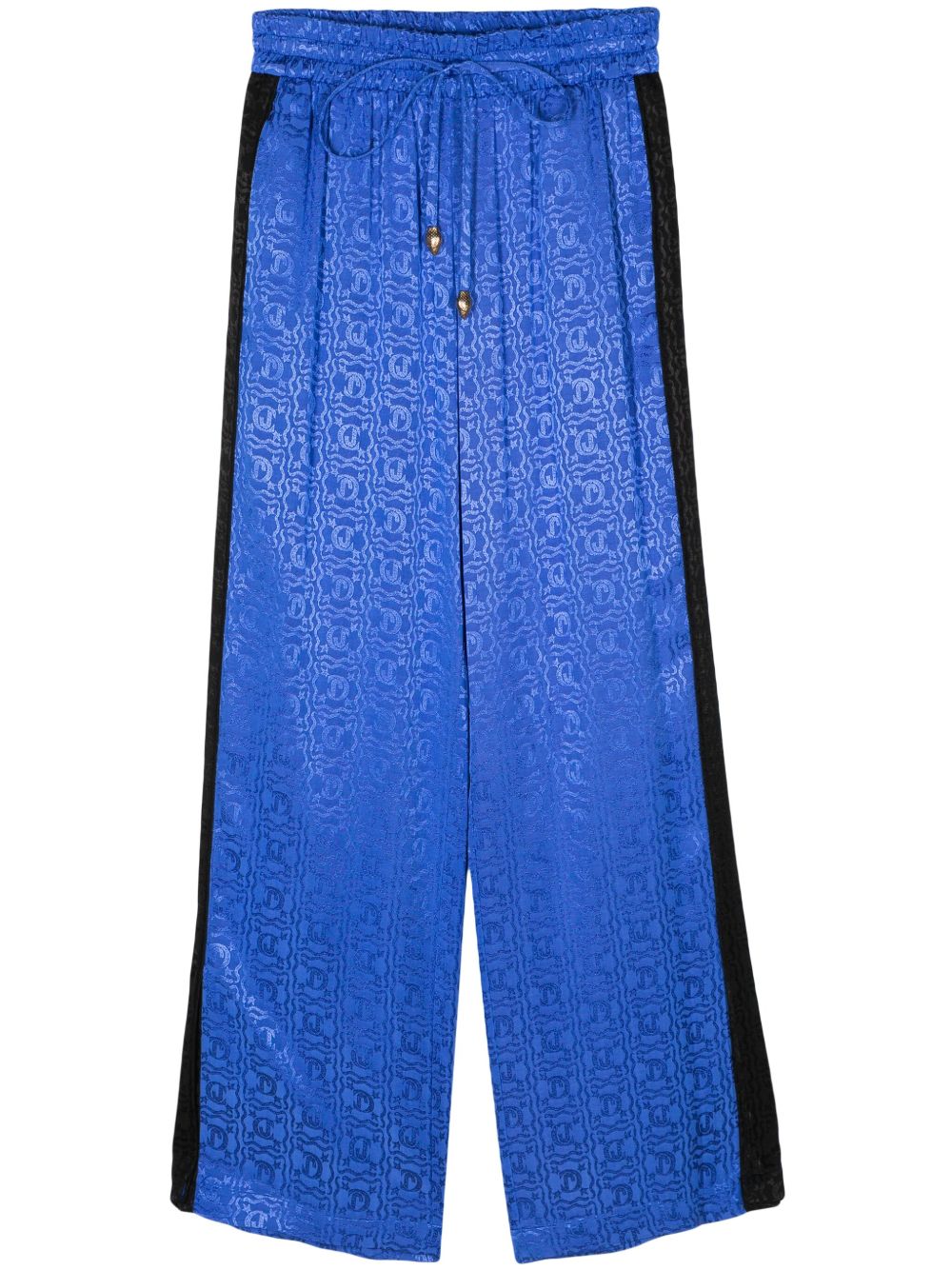 Just Cavalli 提花logo直筒长裤 - 蓝色