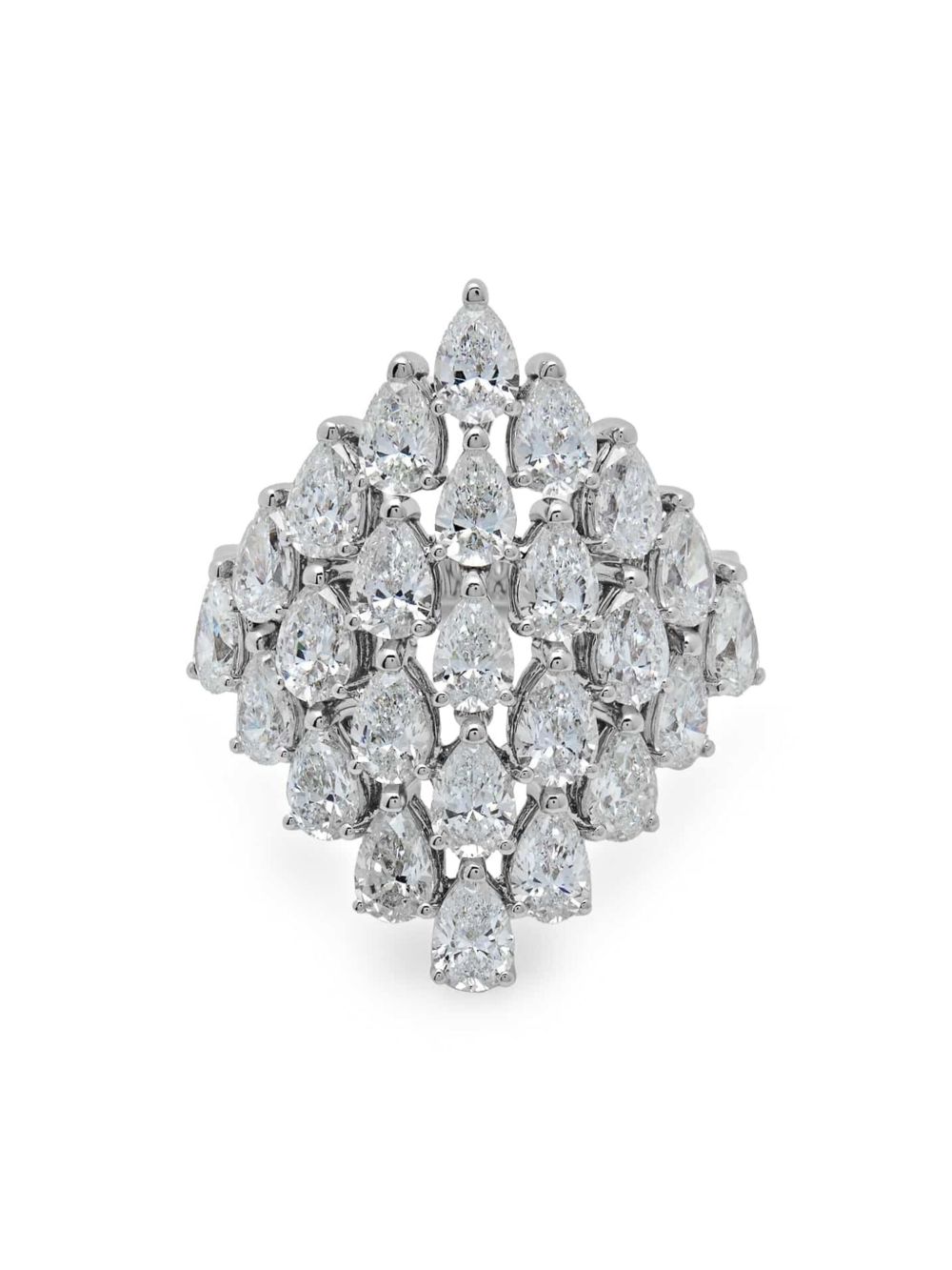 Jewels Aficionado 18K白金 Shield 钻石戒指 - 银色