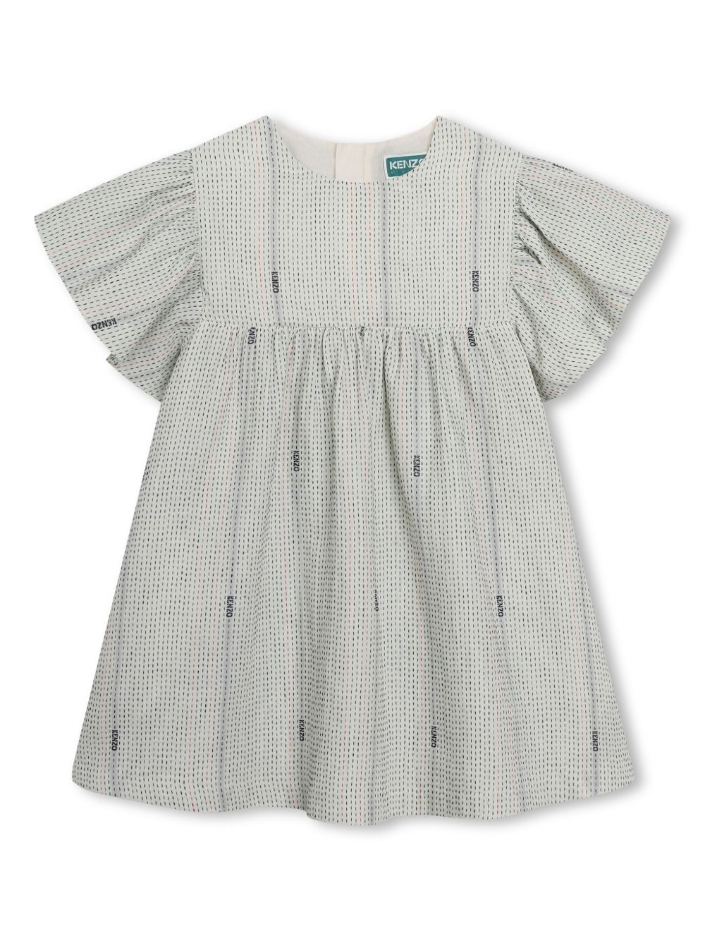 Kenzo Kids logo印花棉连衣裙 - 中性色