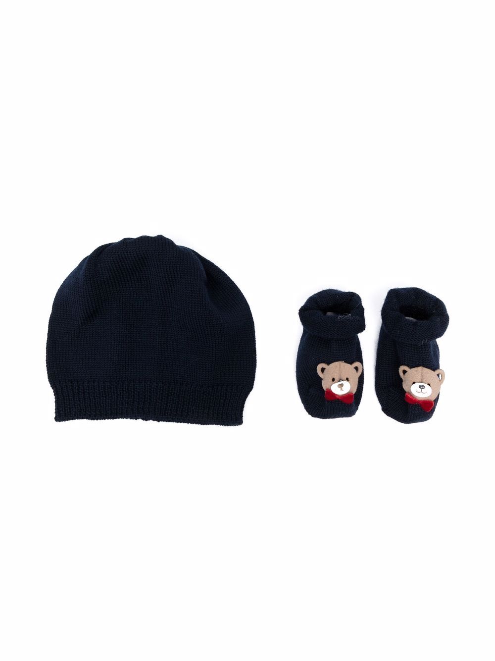 La Perla Kids 泰迪熊手套与套头帽套装 - 蓝色