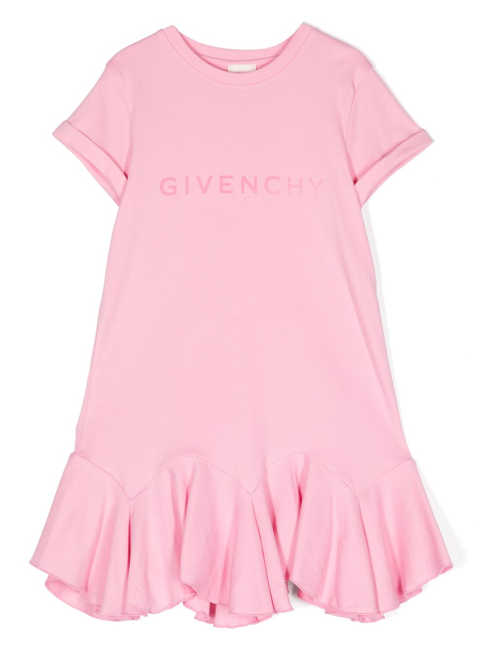 Givenchy Kids logo印花棉连衣裙 - 粉色