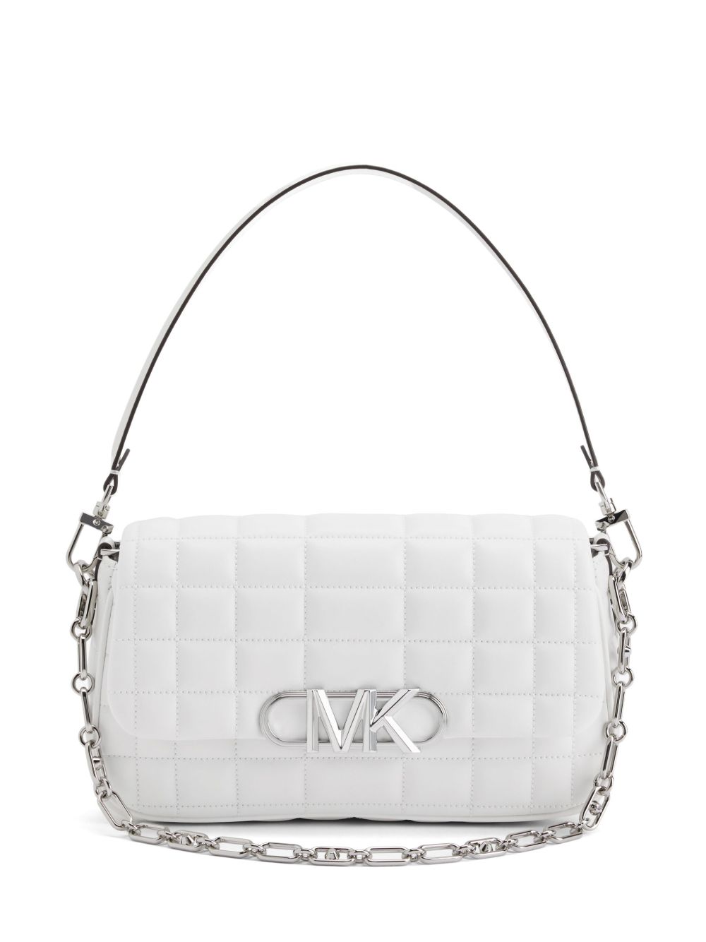 Michael Kors logo标牌绗缝单肩包 - 白色