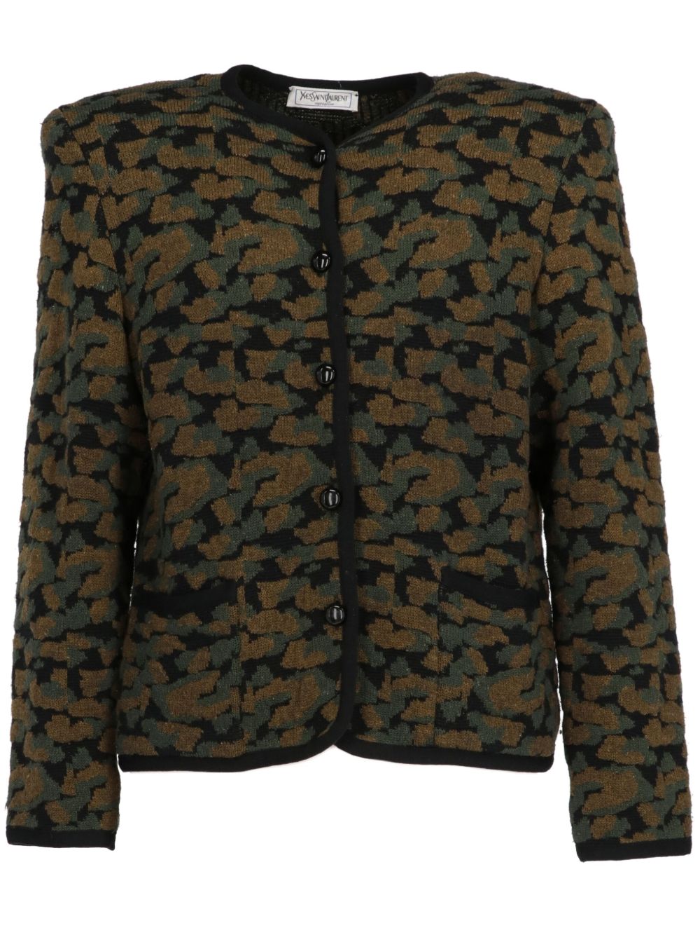 Saint Laurent Pre-Owned 提花羊毛夹克（1980年代典藏款） - 褐色