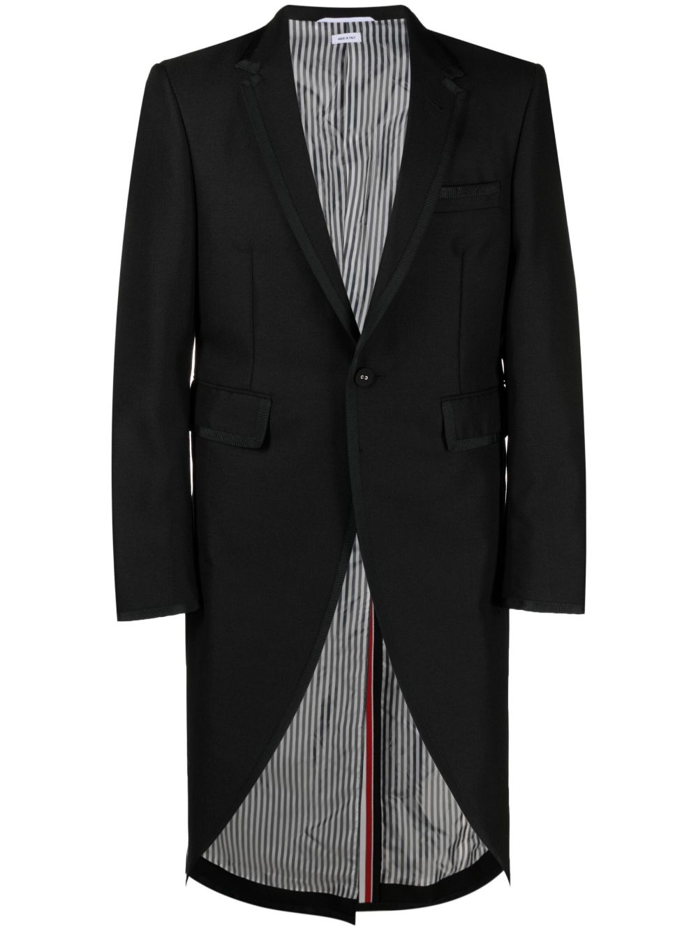Thom Browne 单排扣高低下摆大衣 - 黑色