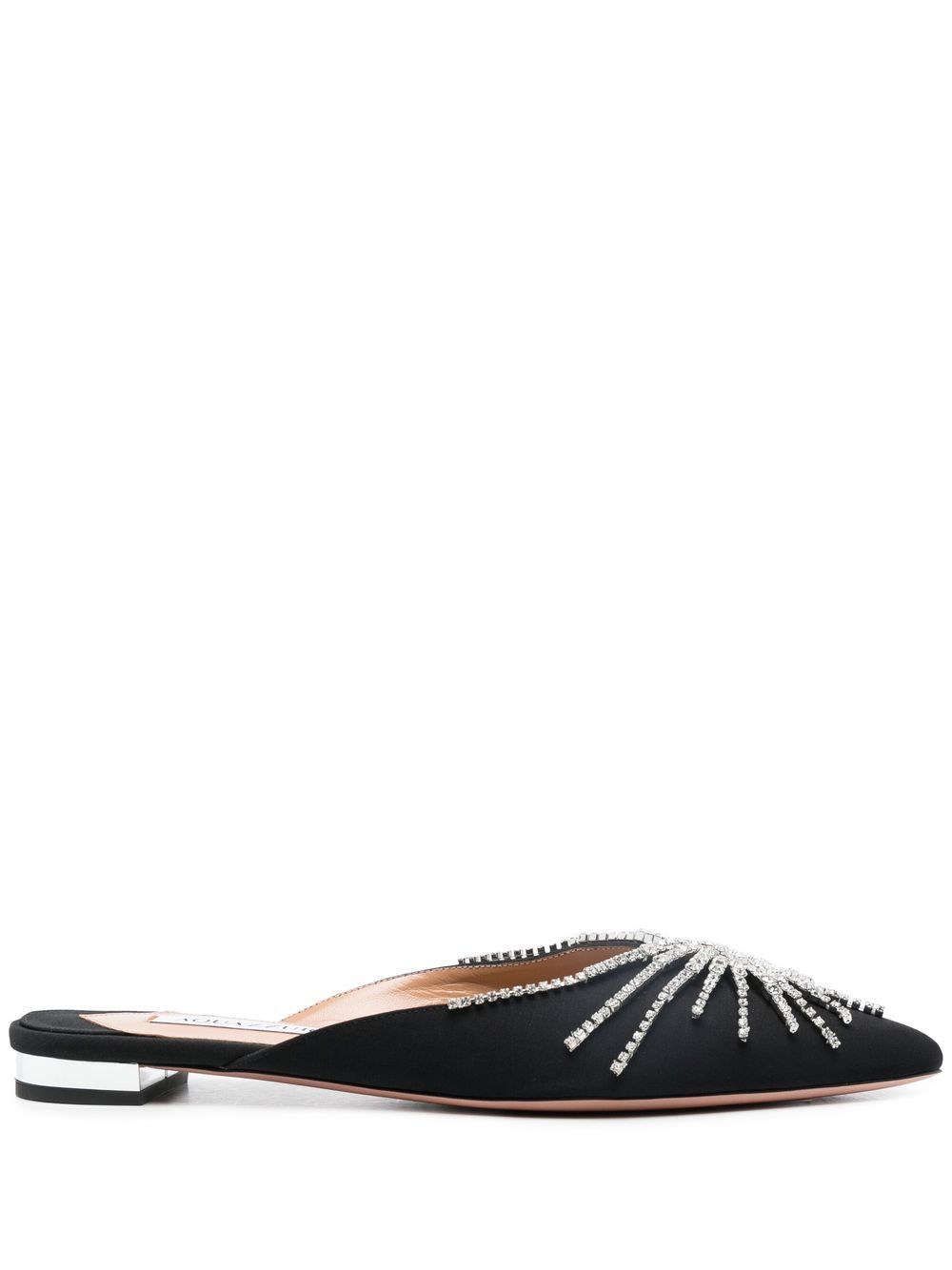 Aquazzura Sunshine 晶饰平底穆勒鞋 - 黑色