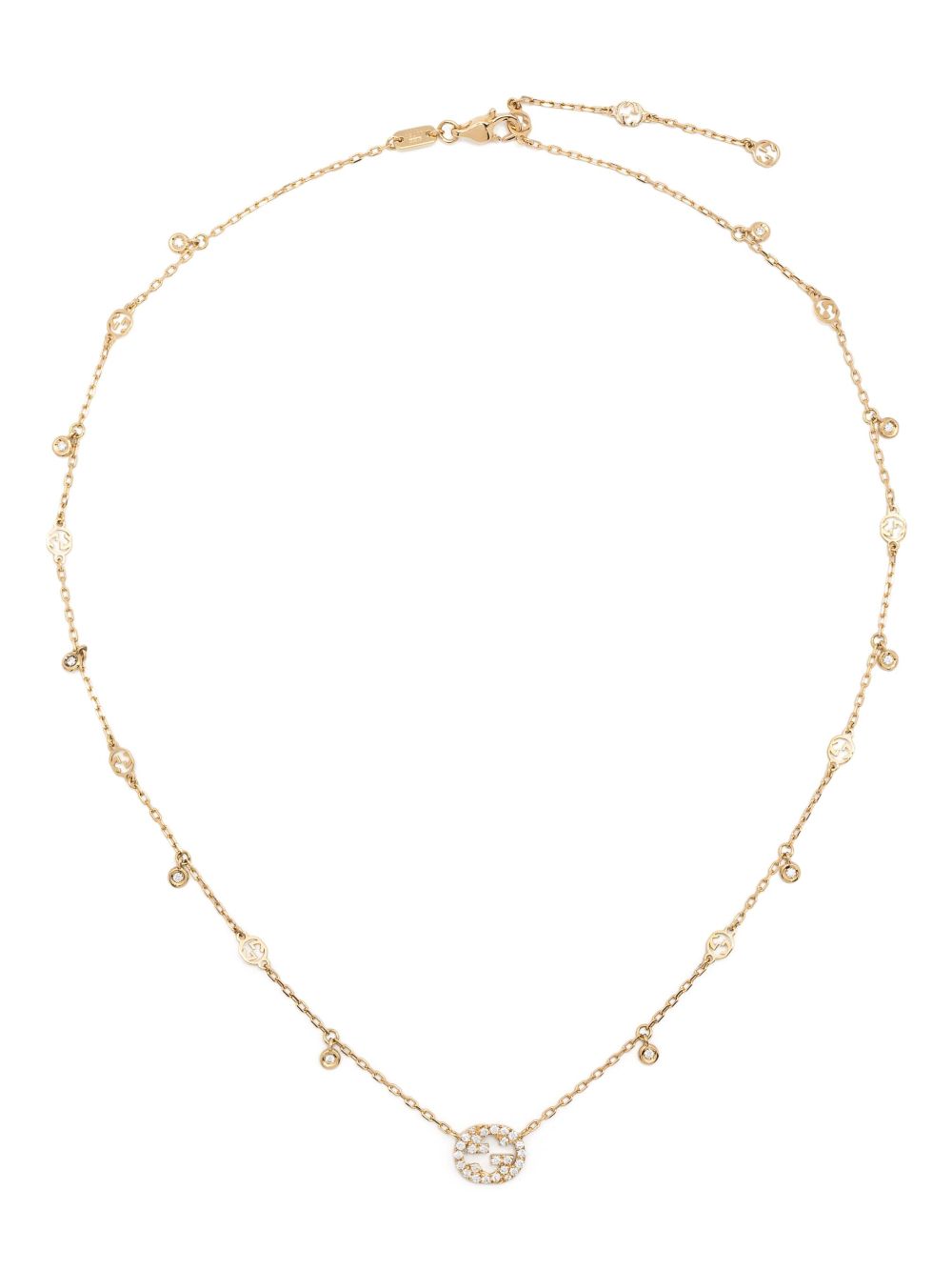 Gucci 18K黄金 Interlocking G 钻石项链 - 金色