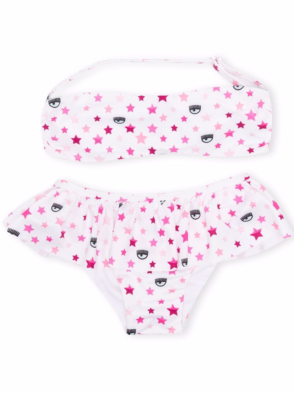 Chiara Ferragni Kids logomania 印花挂脖比基尼套装 - 白色