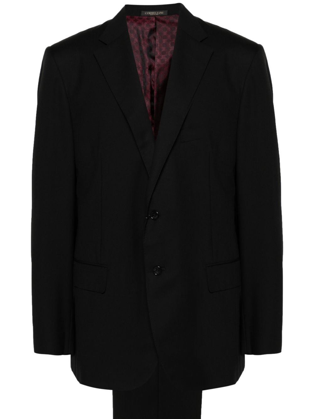 Corneliani 迷你格纹单排扣西装套装 - 黑色