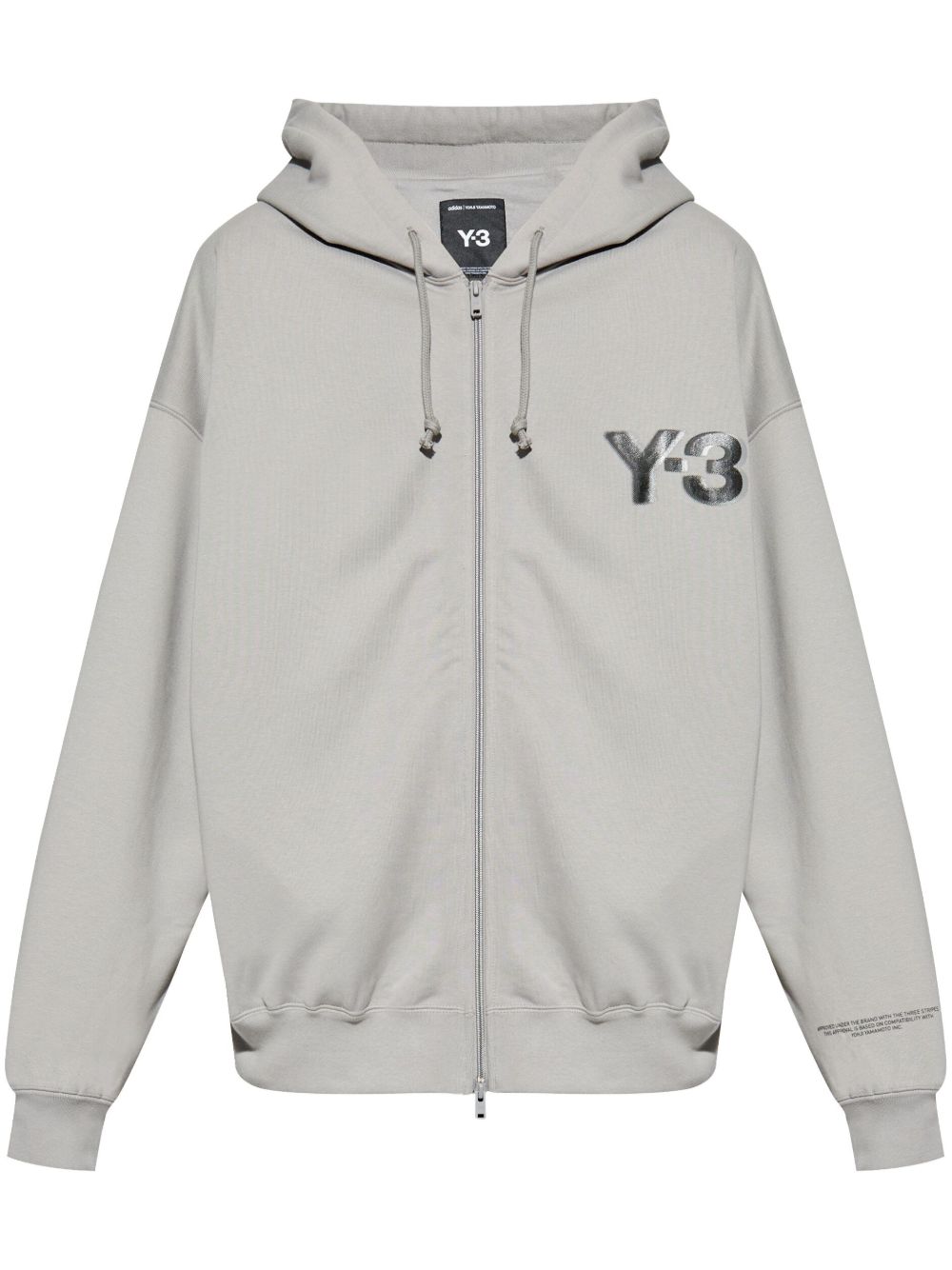 Y-3 logo印花棉连帽衫 - 灰色