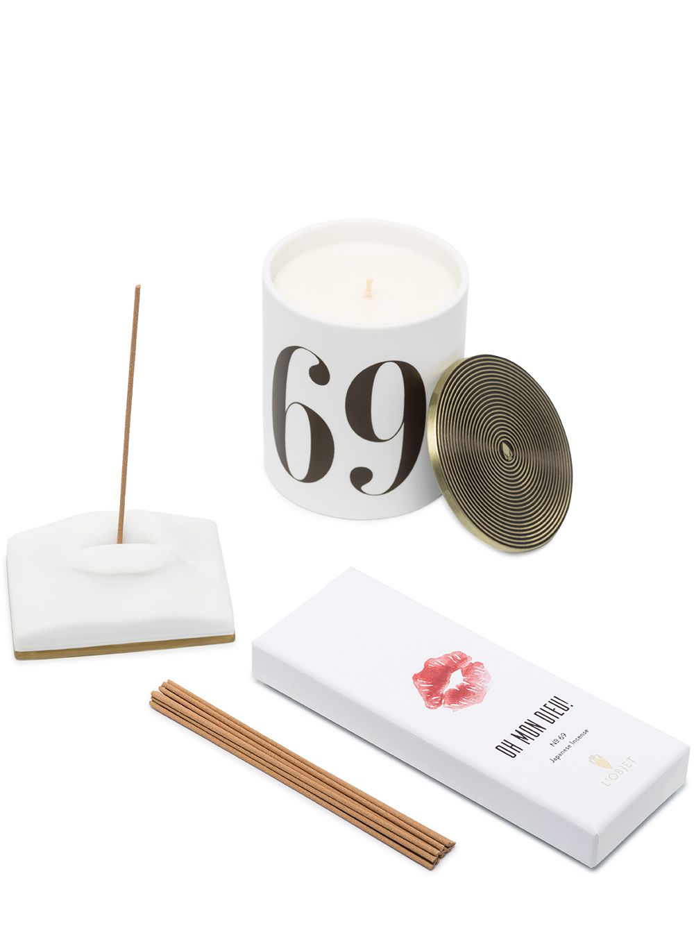 L'Objet Oh Mon Dieu! No.69 香精蜡烛套组 - 白色
