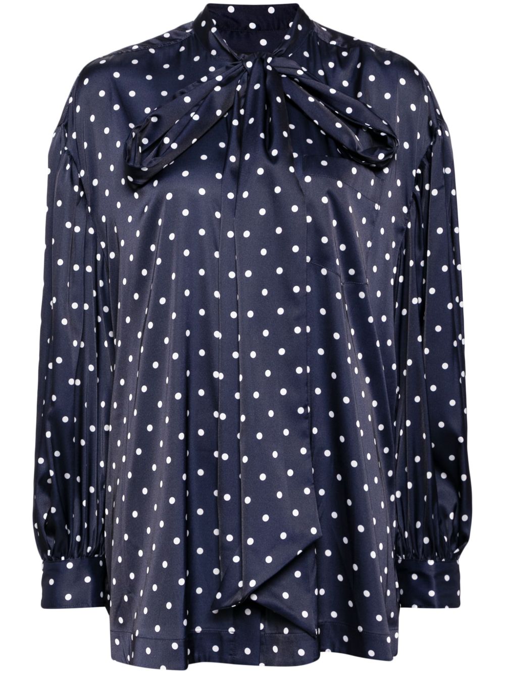 Simone Rocha 正面蝴蝶结泡泡袖衬衫 - 蓝色