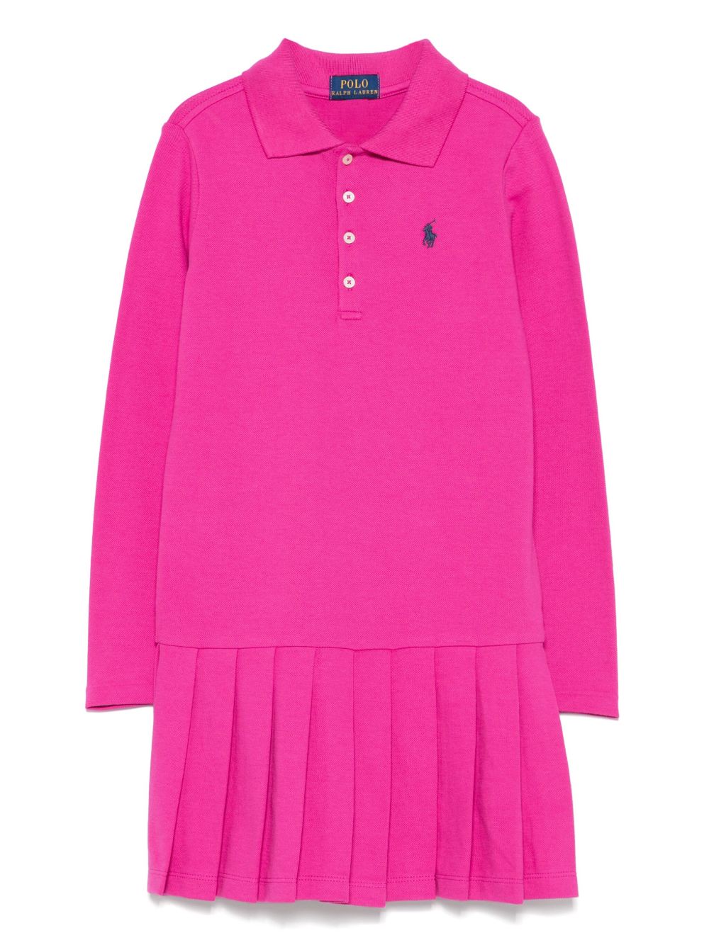 POLO RALPH LAUREN KIDS polo领褶饰连衣裙 - 粉色