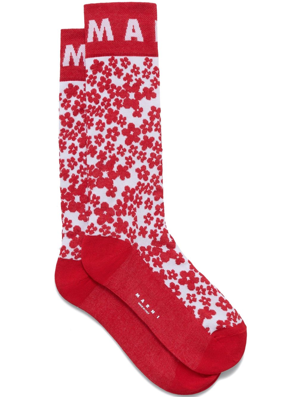 Marni 嵌花logo针织袜 - 红色