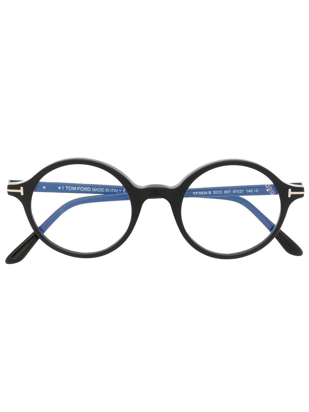 TOM FORD Eyewear 汤姆福特眼镜系列 logo标牌圆框眼镜 - 黑色