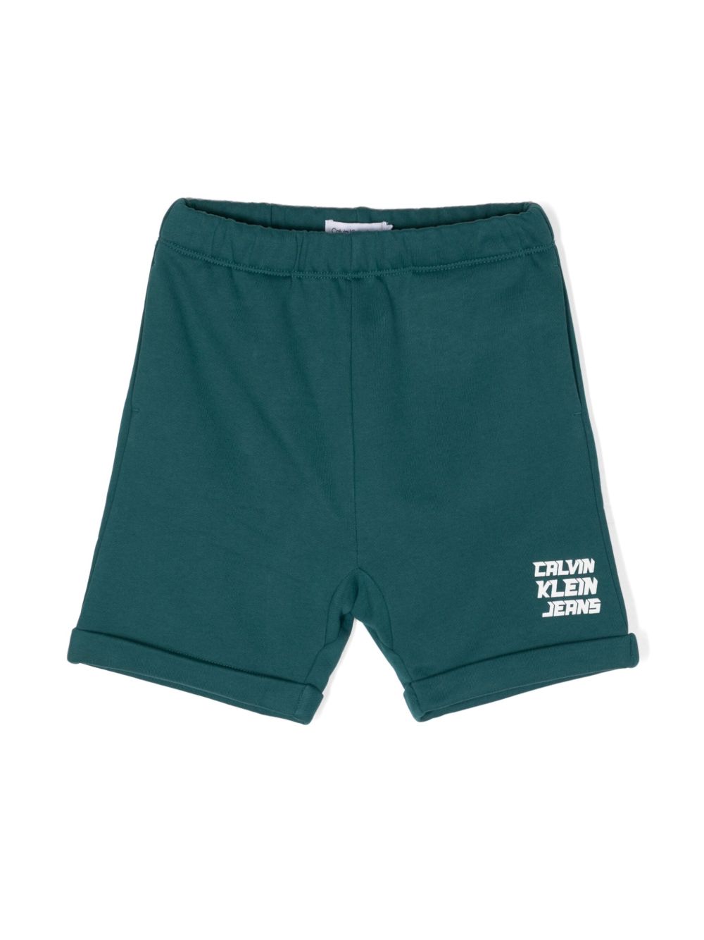 Calvin Klein Kids logo印花棉短裤 - 绿色