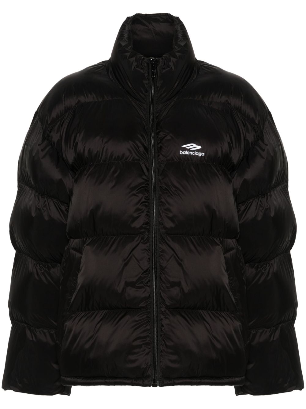 Balenciaga logo印花蓬松夹克 - 黑色