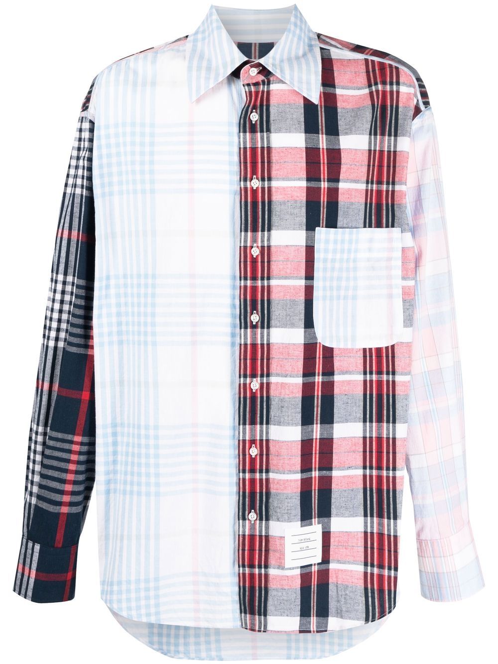 Thom Browne 格纹长袖衬衫 - 红色