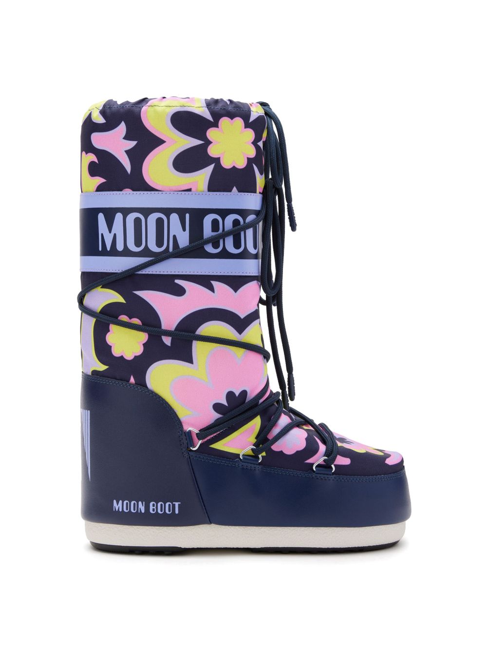 Moon Boot Kids Icon 花卉印花雪靴 - 紫色